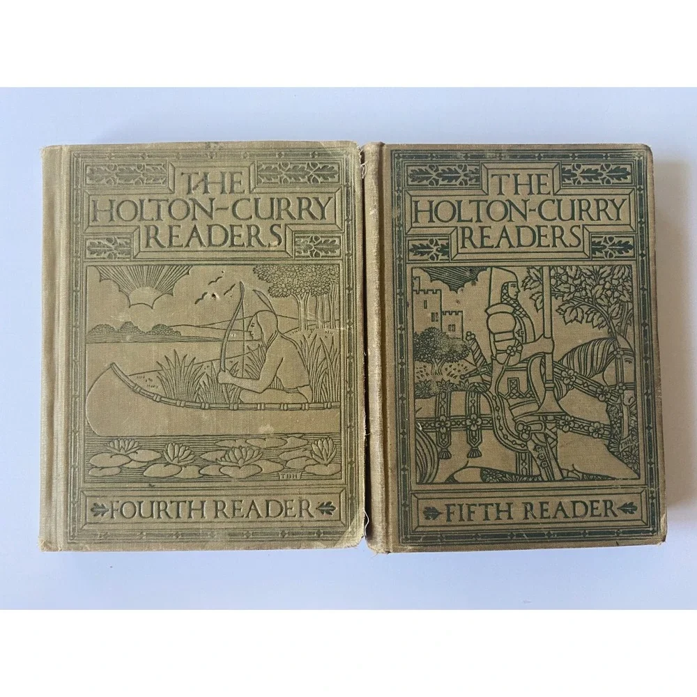 Lot Set of 2 Antique The Holton-Curry Fourth and Fifth Readers 1914 Rand McNally